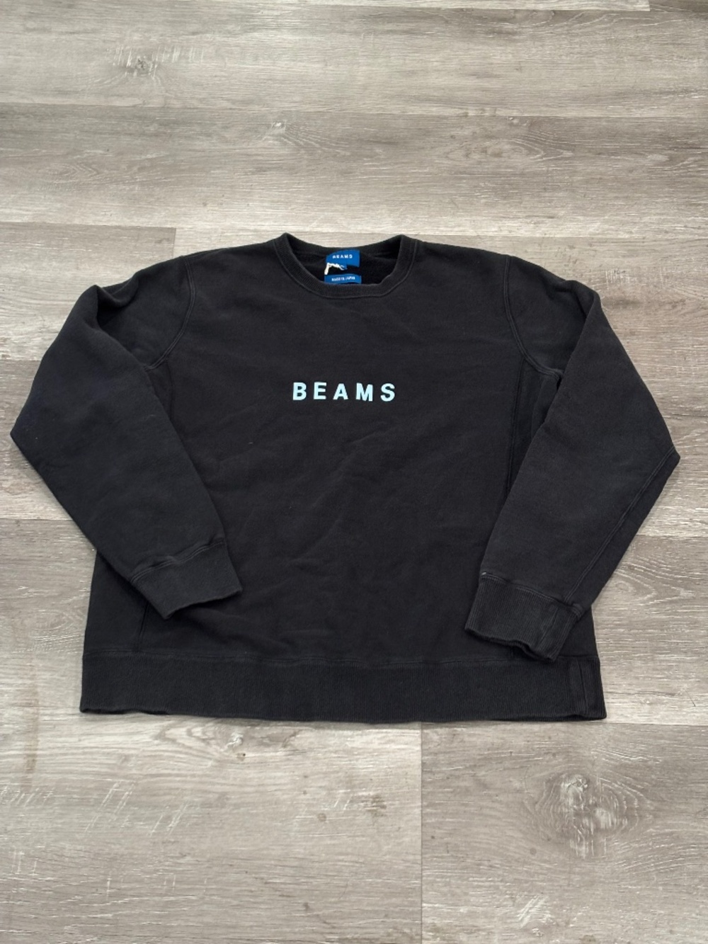 Beams Plus Japan Sweatshirt Mens XL Black BIG Logo Cewneck Cotton